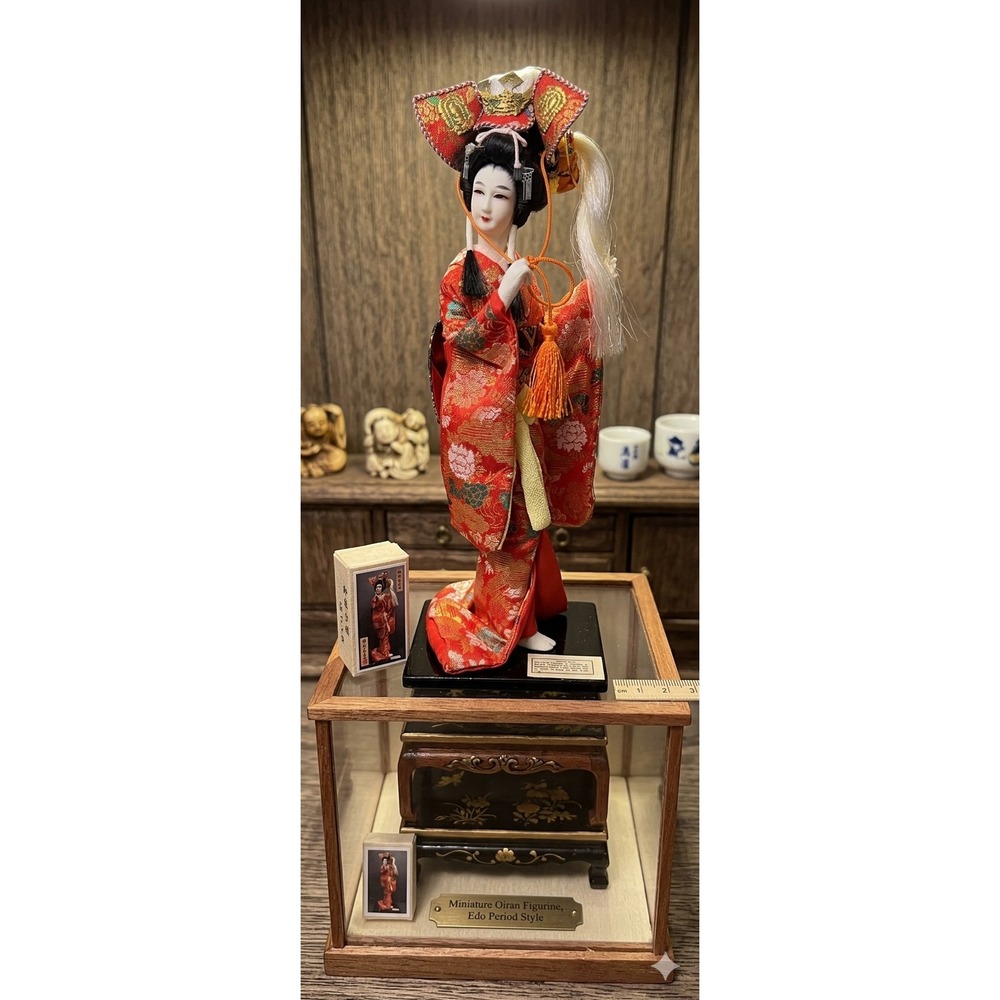 Vintage Japanese Yaegakihime Princess Doll Red Silk Kimono Samurai Helmet 20"